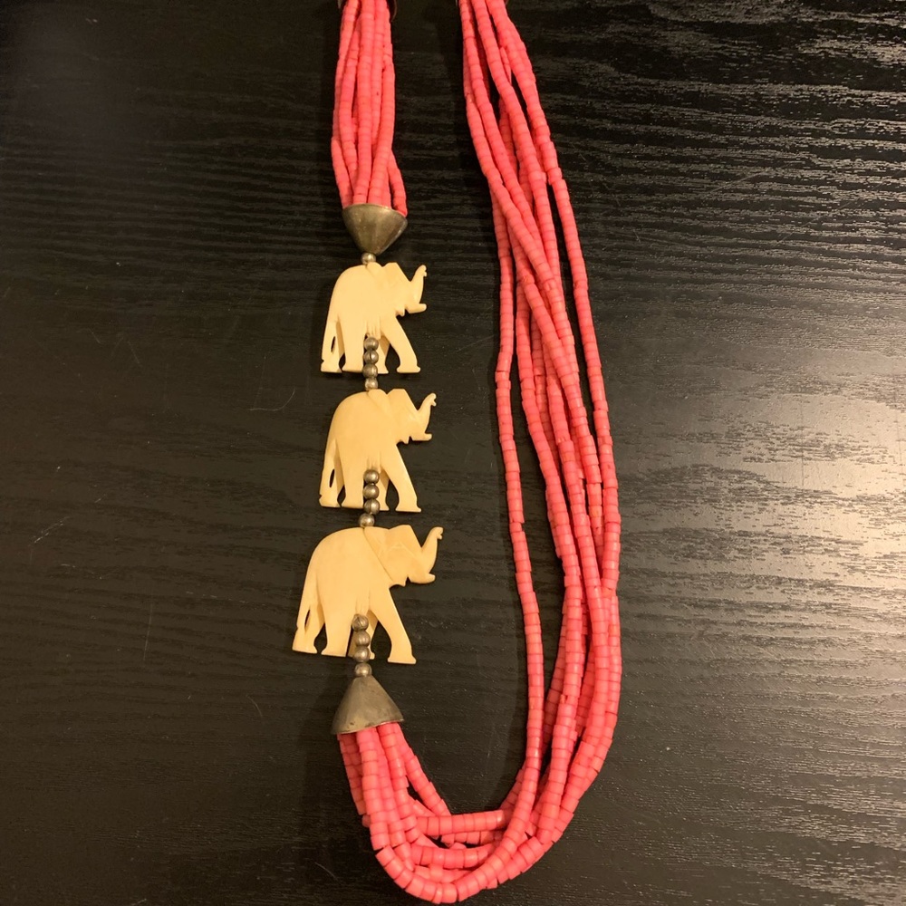 Stunning Carved Bone Necklace Gorgeous Hand Carved Elephants